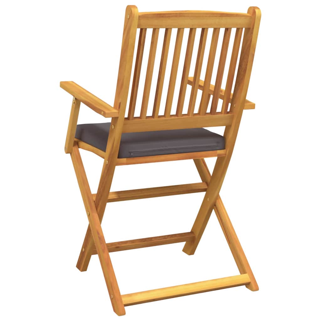 Folding Chair 2 pcs Grey 49 x 57.5 x 92cm Solid Acacia wood